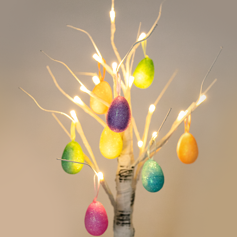 Rosy Brown Art Star Easter LED Light Tree with 8 Decorations Easter