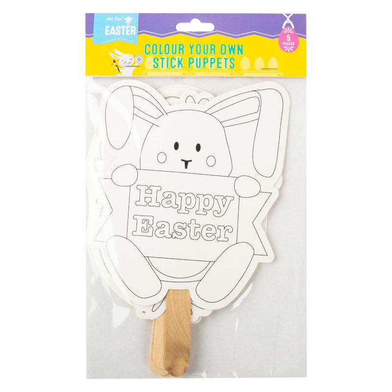 Lavender Art Star Easter Colour Your Own Stick Puppet Characters 5pc Easter