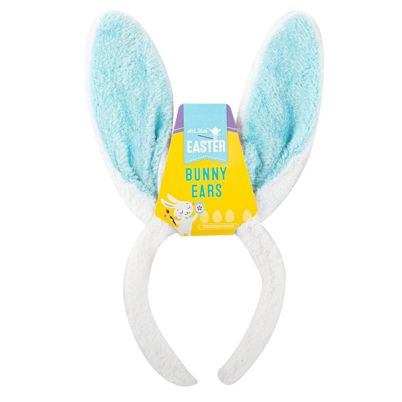 Light Gray Art Star Easter Plush Bunny Ears Headband Blue Easter