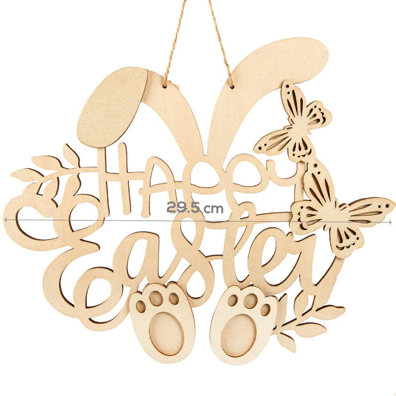 Wheat Art Star Happy Easter Plywood Wall Décor 29.5 x 24.5x 0.8cm Easter