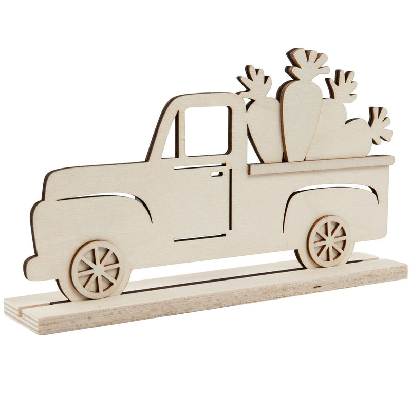 Light Gray Art Star Easter Plywood Table Décor Truck with Carrots 22 x 4.5 x 13cm Easter