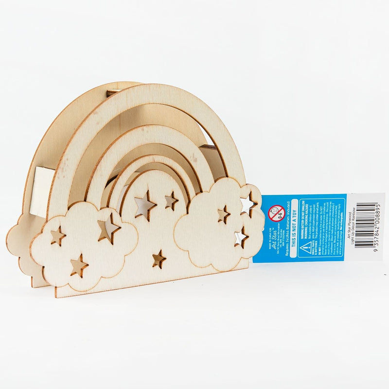 Beige Art Star Plywood Light Up Décor Rainbow 14.5 x 3 x 10.5cm Kids Wood Craft