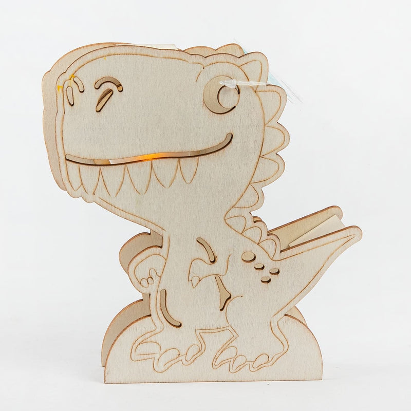 Light Gray Art Star Plywood Light Up Décor Dinosaur 13 x 3 x 14.5cm Kids Wood Craft