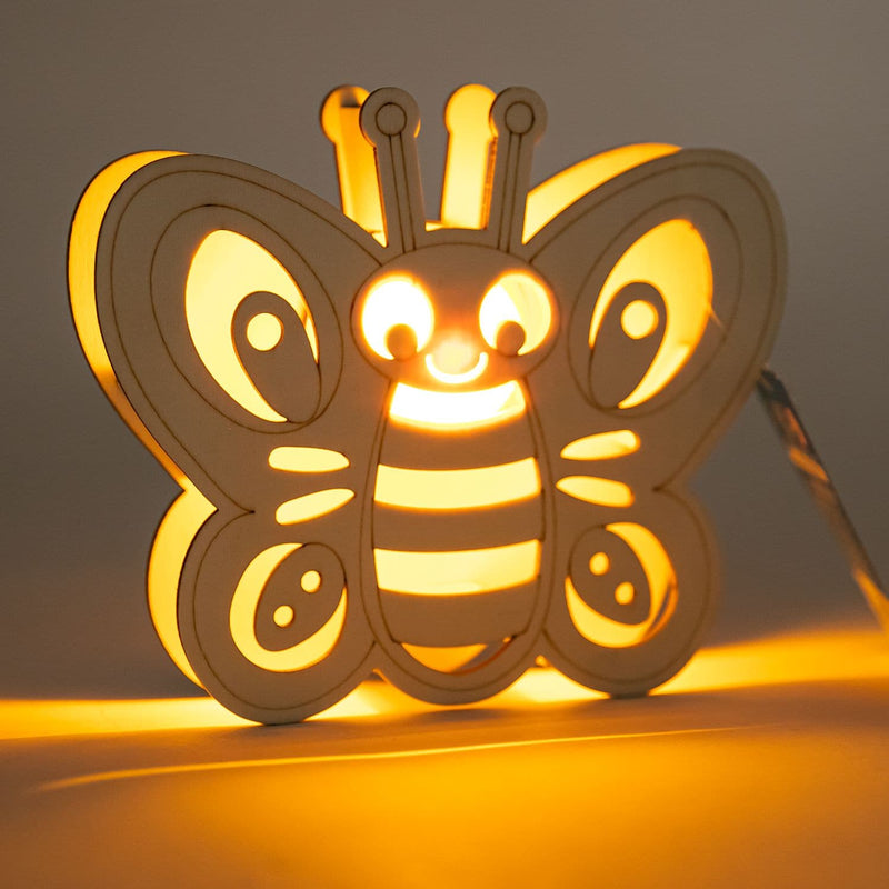 Dark Olive Green Art Star Plywood Light Up Décor Butterfly 14.5 x 3 x 12.5cm Kids Wood Craft