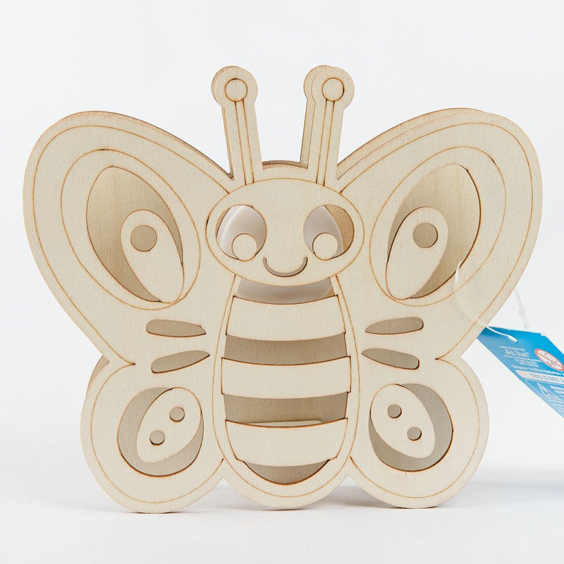 Light Gray Art Star Plywood Light Up Décor Butterfly 14.5 x 3 x 12.5cm Kids Wood Craft
