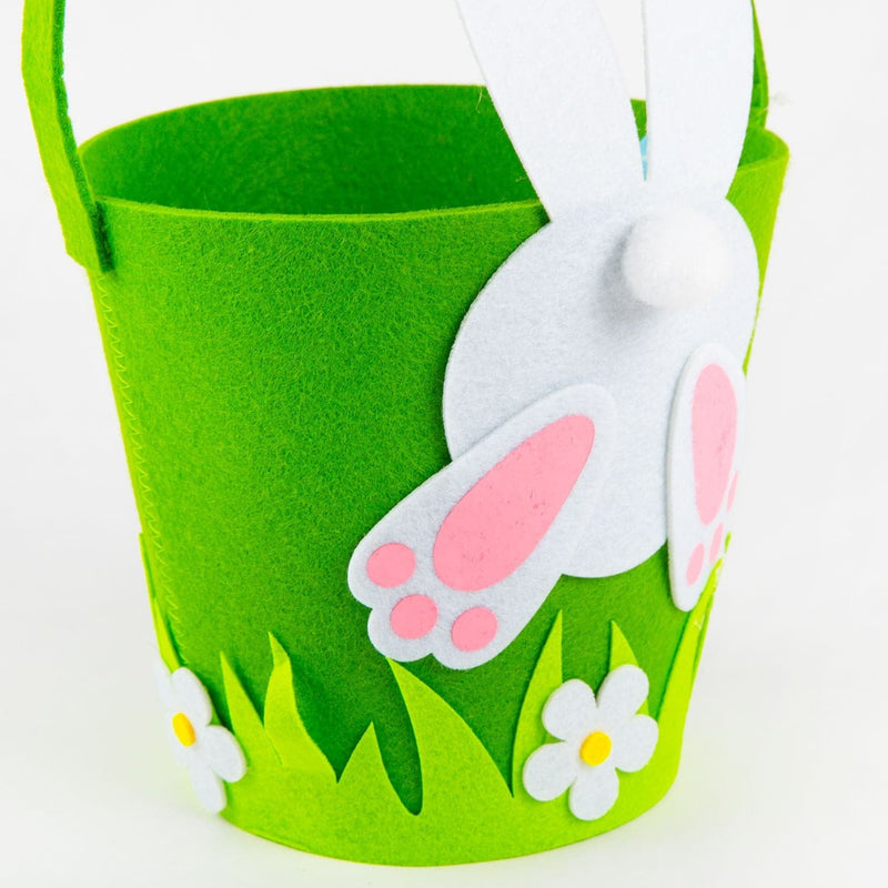 Lavender Art Star Easter Felt Hunt Basket Green with White Bunny 17 x 17 x 34cm Easter