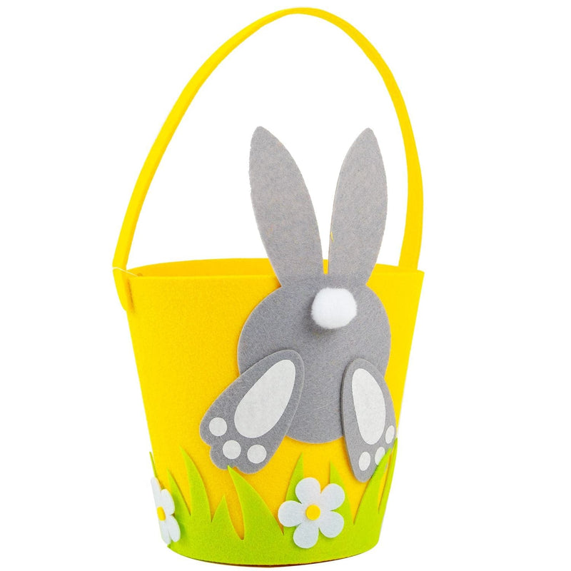 Light Gray Art Star Easter Felt Hunt Basket Yellow with Grey Bunny 17 x 17 x 34cm Easter