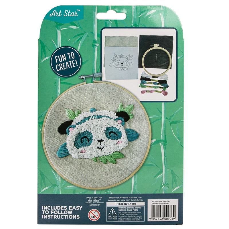 Cadet Blue Art Star Sew Your Own Panda Embroidery Kit Kids Craft Kits