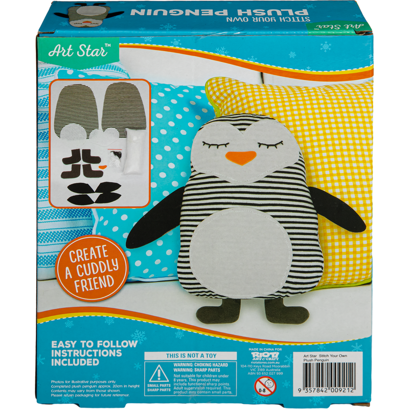 Gray Art Star Stitch Your Own Plush Penguin Kids Craft Kits