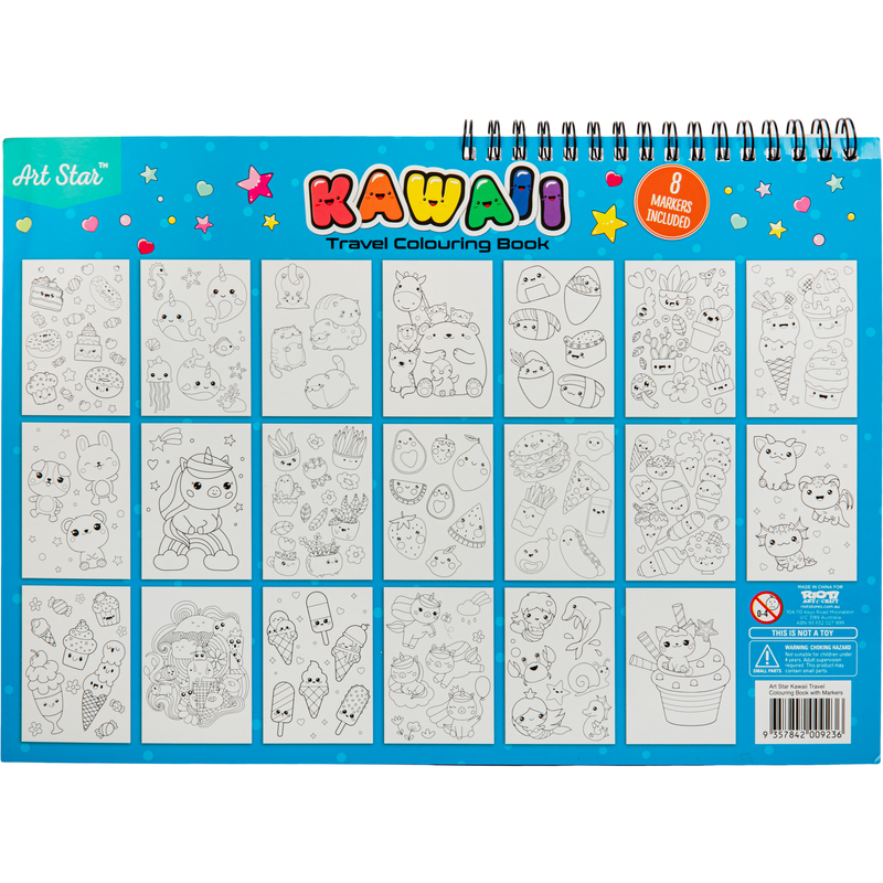 Light Sea Green Art Star Kawaii Travel Colouring Book With Markers Kids Craft Kits