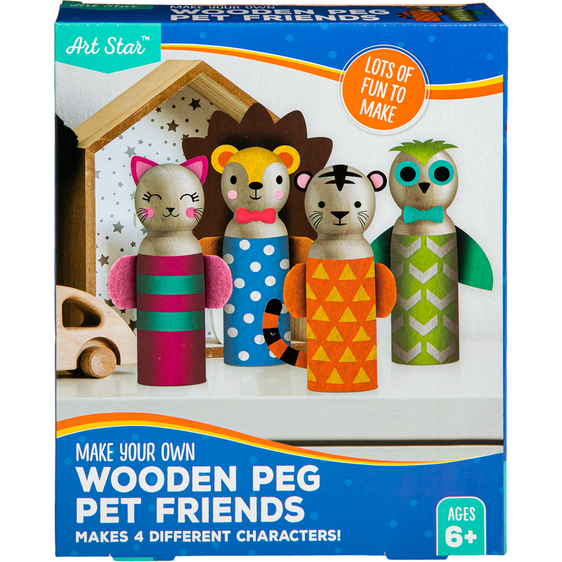 Light Gray Art Star Make Your Own Wooden Peg Pet Friends Kit Kids Craft Kits