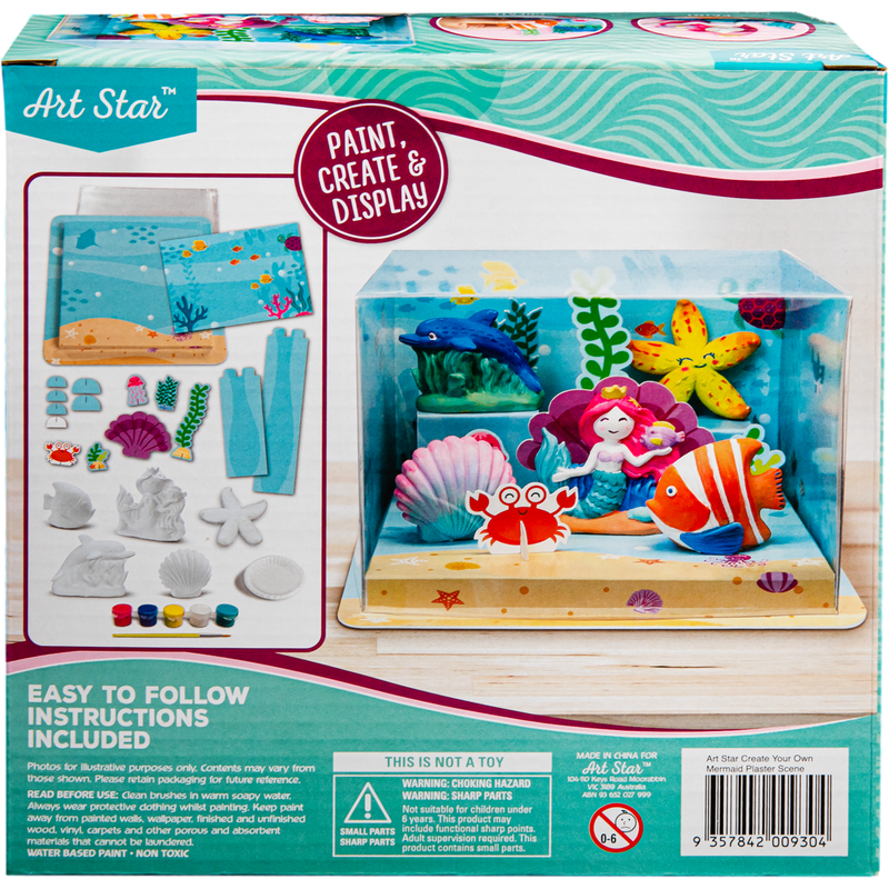 Dark Cyan Art Star Create Your Own Mermaid Plaster Scene Kids Craft Kits