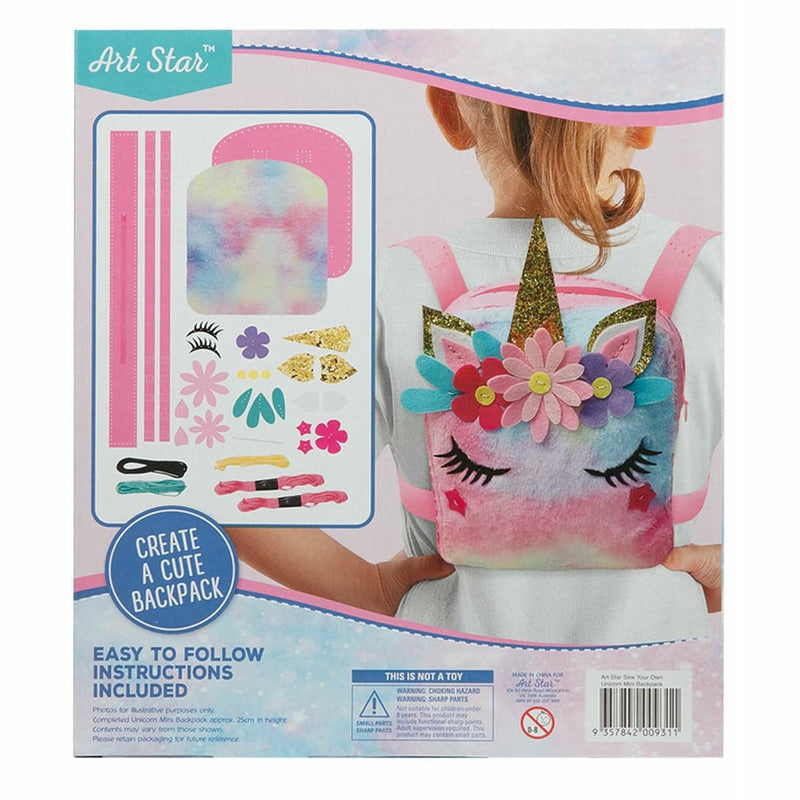 Gray Art Star Sew Make Your Own Mini Unicorn Backpack Kids Craft Kits