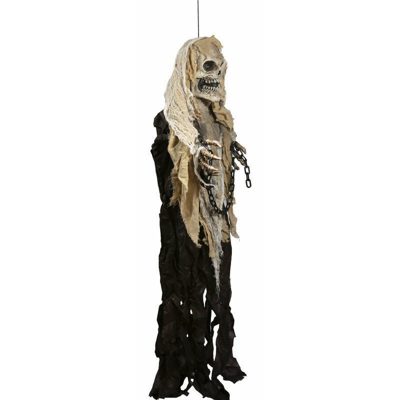 Black Halloween Hanging Light and Sound Skull Zombie with Chains 180cm Halloween