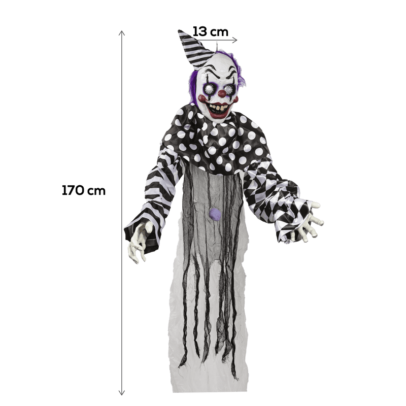 Gray Halloween Hanging Light and Sound Animated Clown 180cm Halloween