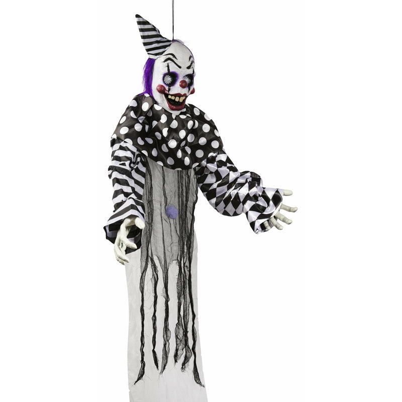 Light Gray Halloween Hanging Light and Sound Animated Clown 180cm Halloween