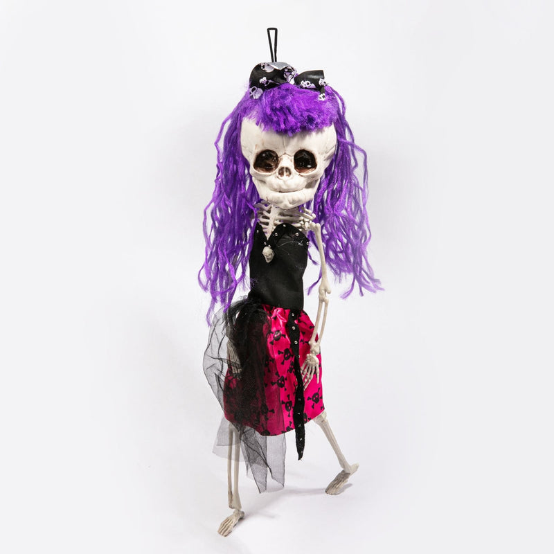 White Smoke Hanging Big Head Punk Girl Skeleton 45cm Halloween