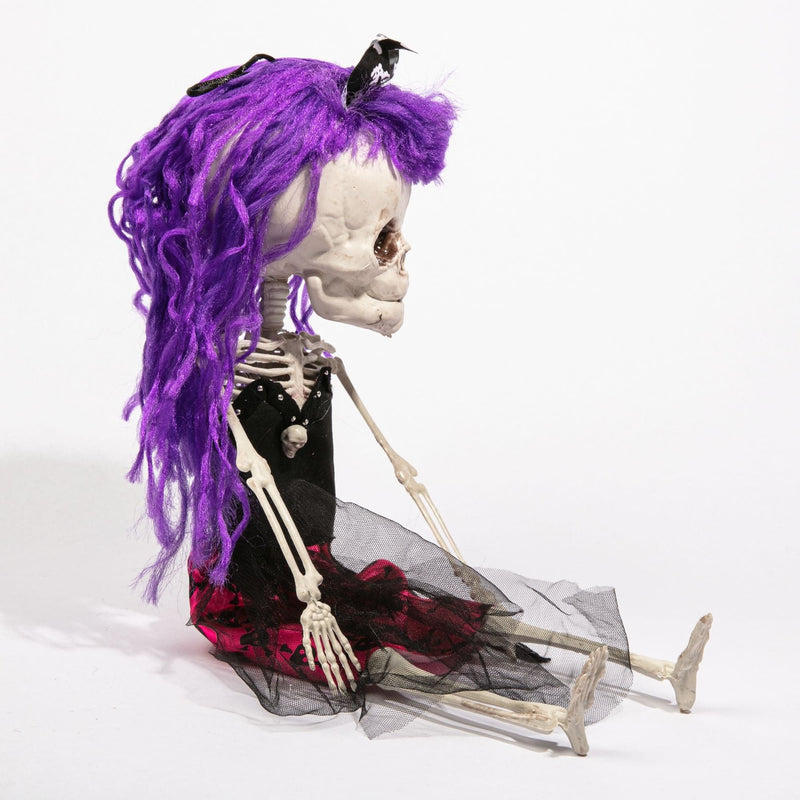 White Smoke Hanging Big Head Punk Girl Skeleton 45cm Halloween