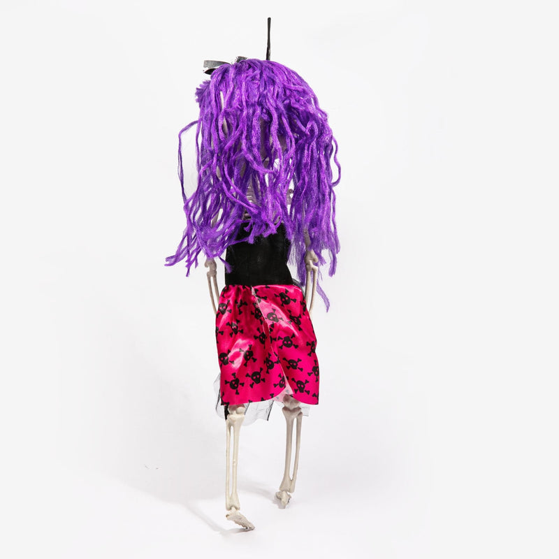 White Smoke Hanging Big Head Punk Girl Skeleton 45cm Halloween