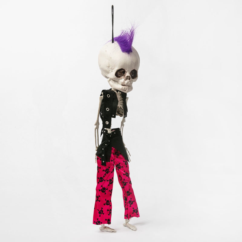 White Smoke Hanging Big Head Punk Boy Skeleton 45cm Halloween