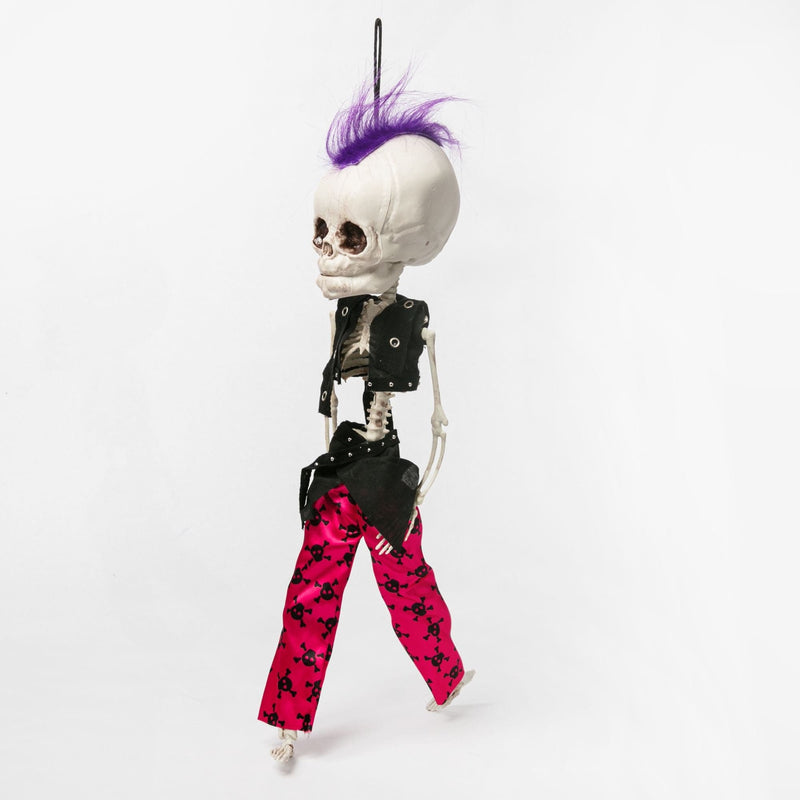 White Smoke Hanging Big Head Punk Boy Skeleton 45cm Halloween