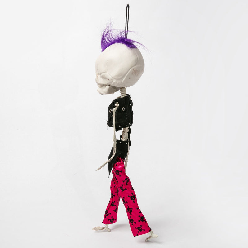 White Smoke Hanging Big Head Punk Boy Skeleton 45cm Halloween