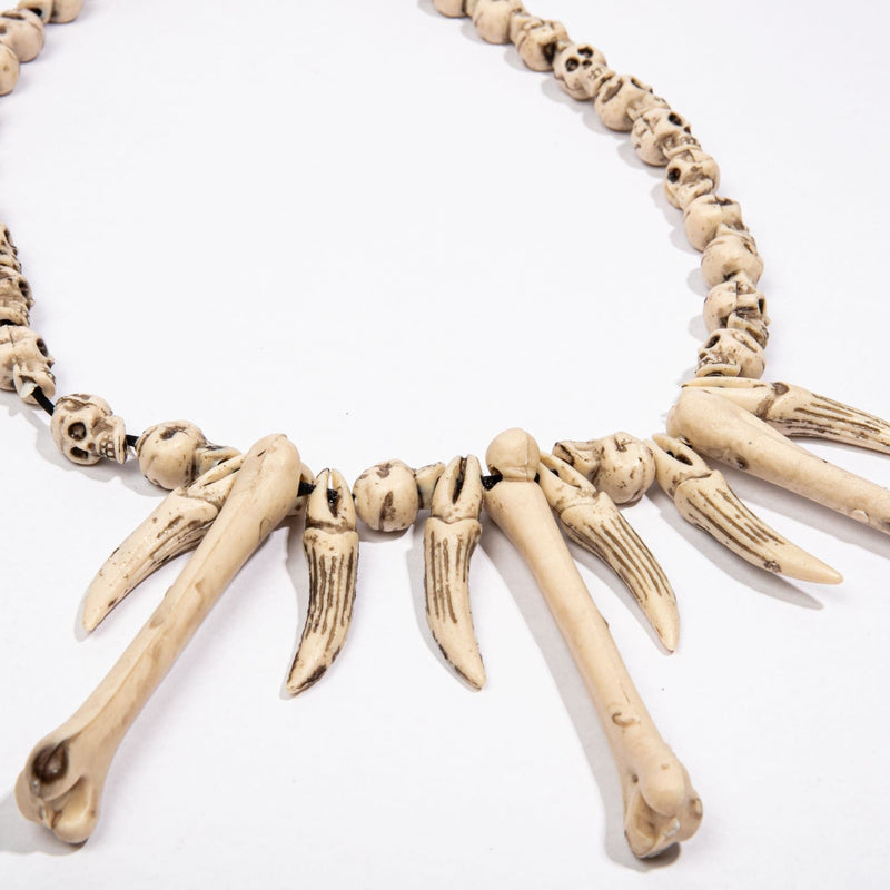 Beige Halloween Skull and Bones Necklace & Bracelet Pack (2 Piece) Halloween