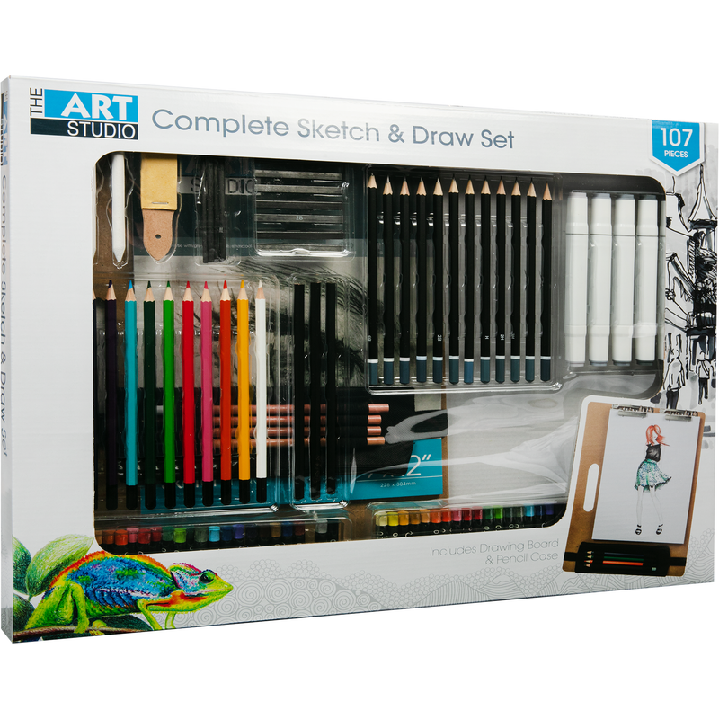 Black The Art Studio Complete Sketching and Drawing Set 107 pieces Drawing and Sketching Sets