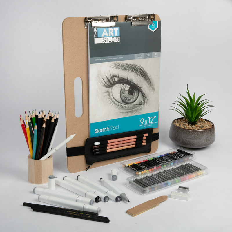 Gray The Art Studio Complete Sketching and Drawing Set 107 pieces Drawing and Sketching Sets