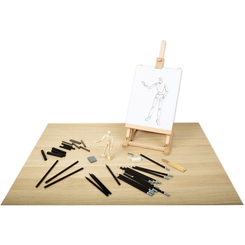 Tan The Art Studio Sketching Set with Table Easel 44 pieces Drawing and Sketching Sets