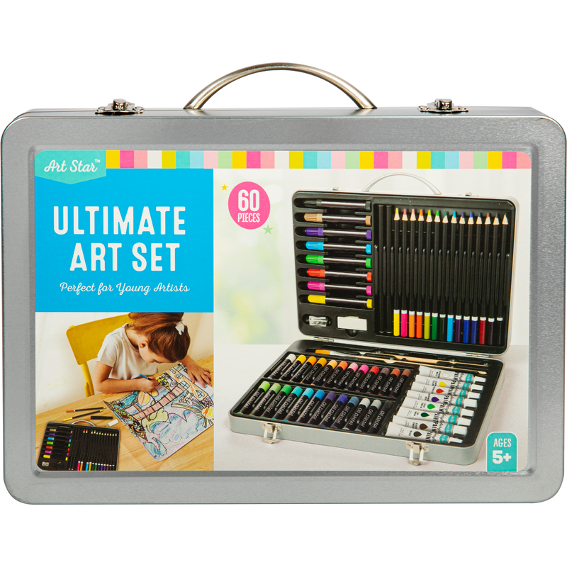 Gray Art Star Ultimate Art Set Tin (60 Pieces) Kids Painting Sets