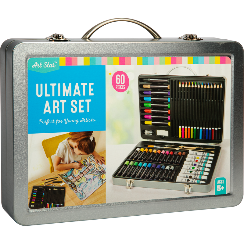 Gray Art Star Ultimate Art Set Tin (60 Pieces) Kids Painting Sets