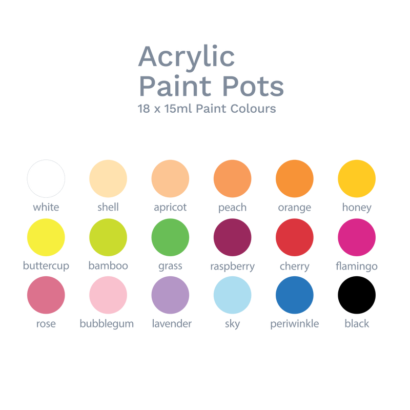 Rosy Brown The Art Studio Mini Acrylic Paint Pots 18 Assorted Colours x 15ml Acrylic Painting Sets