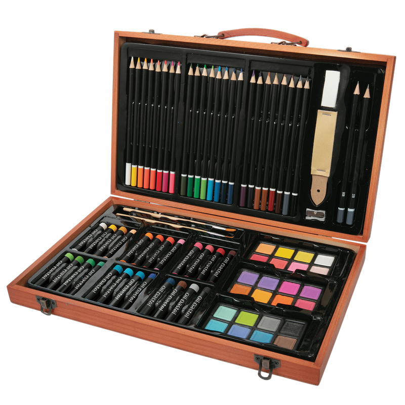 The Art Studio Mixed Media Starter Set in Wooden Case 80 pieces