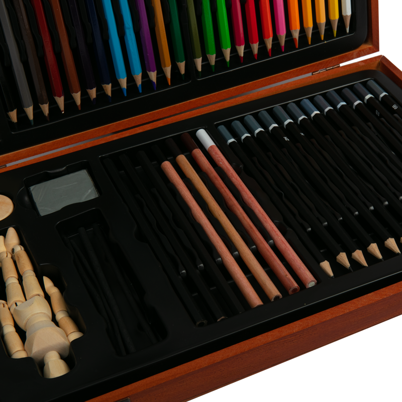 Black The Art Studio Sketching and Drawing Set in Wooden Case 54 pieces Drawing and Sketching Sets