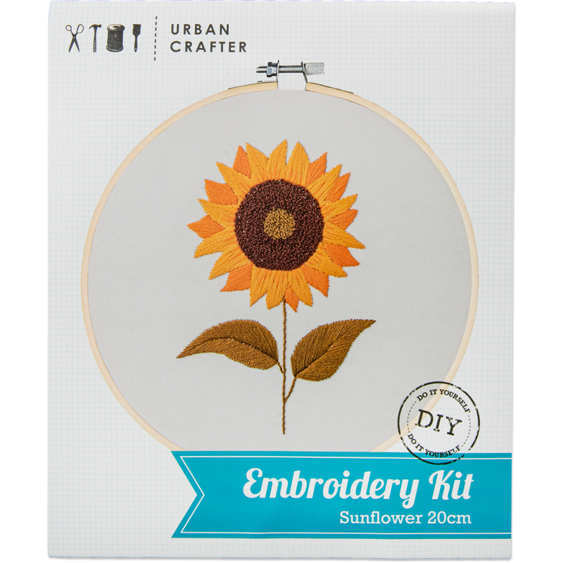 Light Gray Urban Crafter DIY Sunflower Embroidery Kit Needlework Kits
