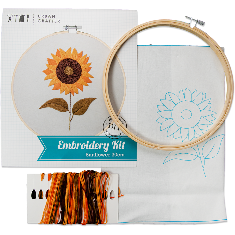 Light Gray Urban Crafter DIY Sunflower Embroidery Kit Needlework Kits