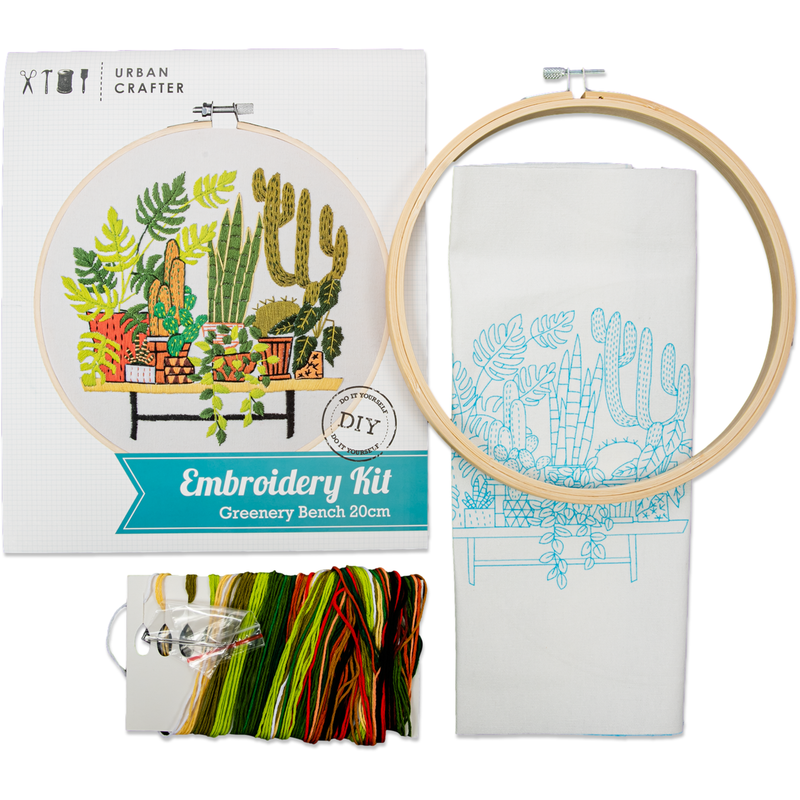 Light Gray Urban Crafter DIY Greenery Bench Embroidery Kit Needlework Kits