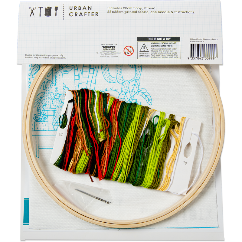 Light Gray Urban Crafter DIY Greenery Bench Embroidery Kit Needlework Kits