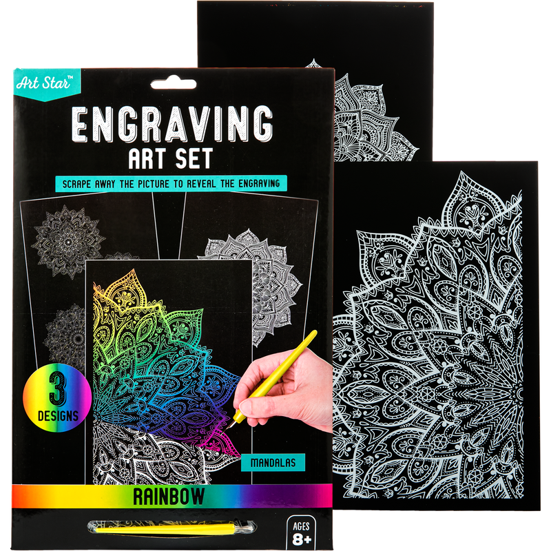 Gray Art Star Rainbow Engraving Art Set Mandala Kids Craft Kits