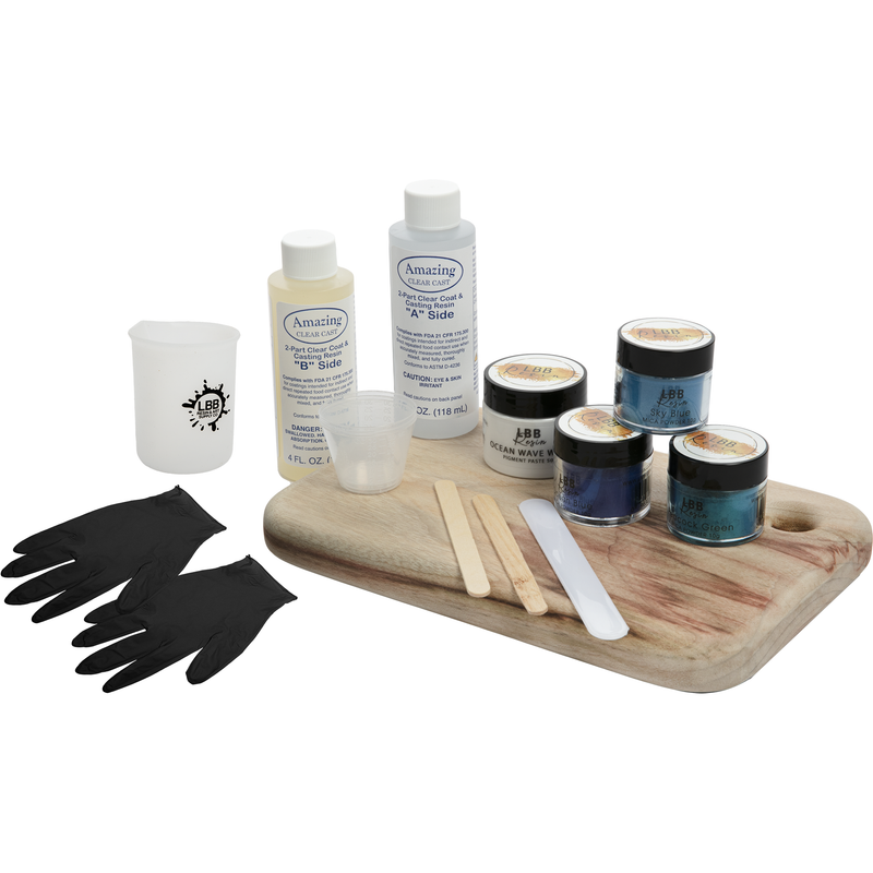 Dark Gray Ocean Art Kit - Cheeseboard All Resin Craft Supplies