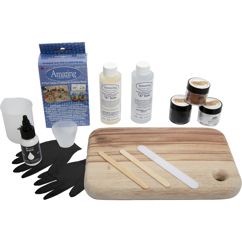 Dark Gray Resin Art Kit - Cheeseboard Kit Black, White, Copper All Resin Craft Supplies