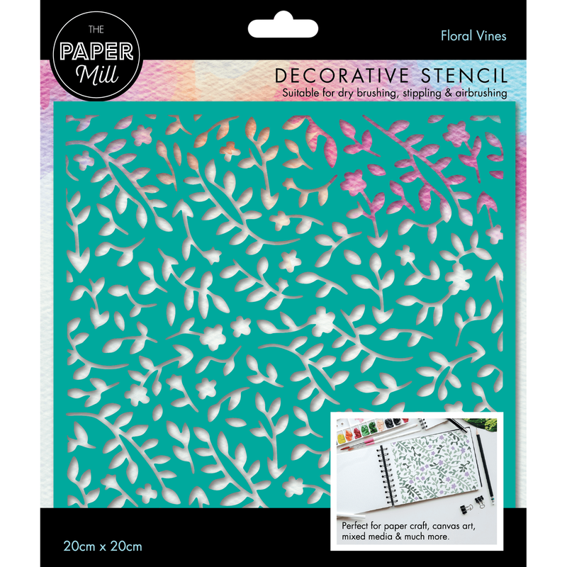 Gray The Paper Mill Decorative Stencil-Floral Vines 20x20cm Stencils and Templates