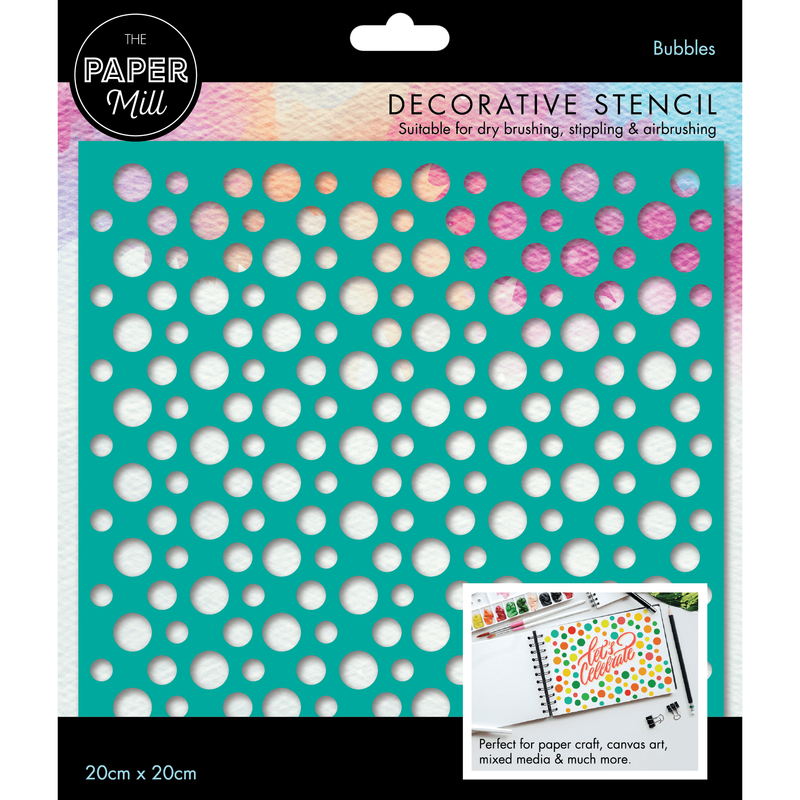 Light Gray The Paper Mill Decorative Stencil-Bubbles 20x20cm Stencils and Templates