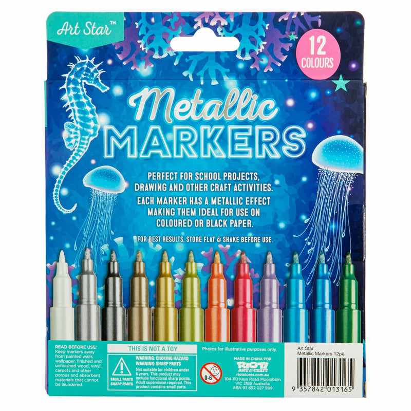 Gray Art Star Metallic Markers (12 Pack) Kids Markers
