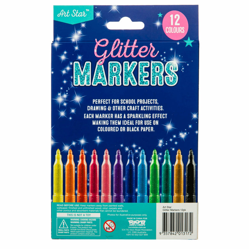 Tan Art Star Glitter Markers (12 Pack) Kids Markers