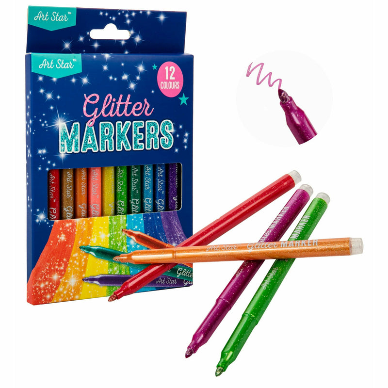 Dark Salmon Art Star Glitter Markers (12 Pack) Kids Markers