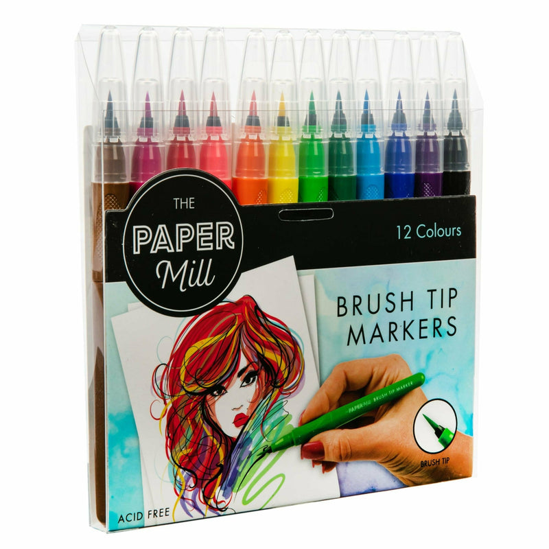 Light Gray The Paper Mill Brush Tip Markers 12 Pack Pens and Markers
