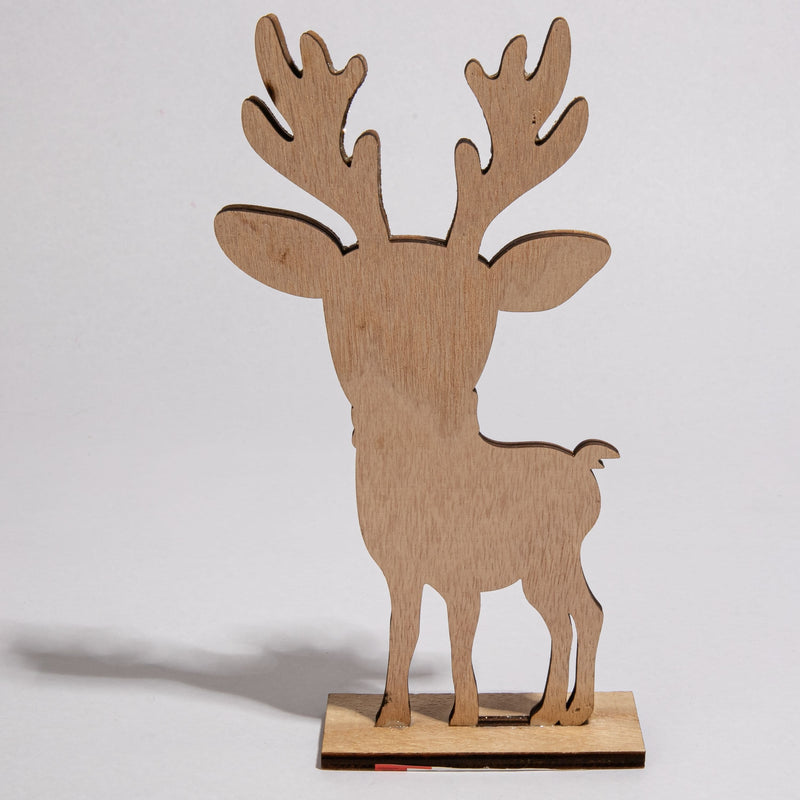 Light Gray Christmas Plywood Standing Reindeer with Glitter 10x4x22.5cm Christmas