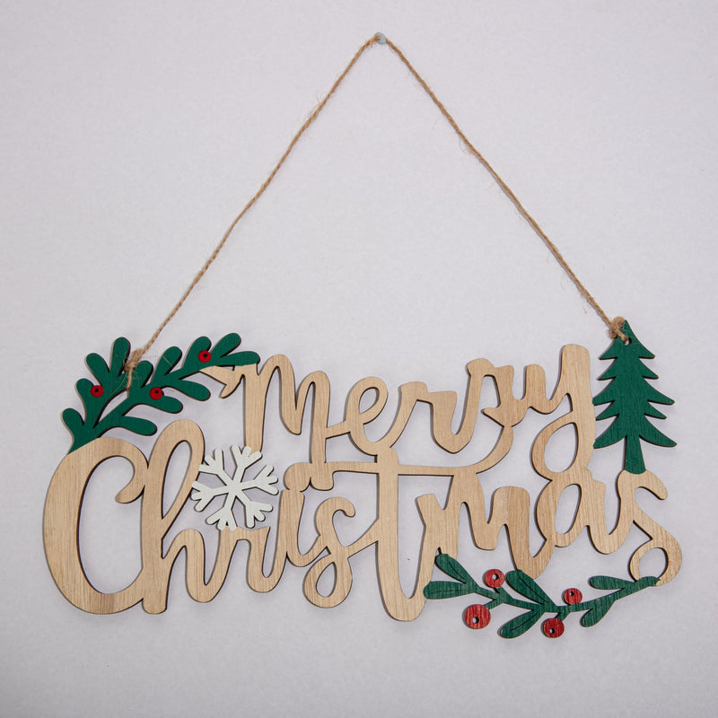 Gray Christmas Plywood Hanging Merry Christmas Sign 29.5x15x0.5cm Christmas